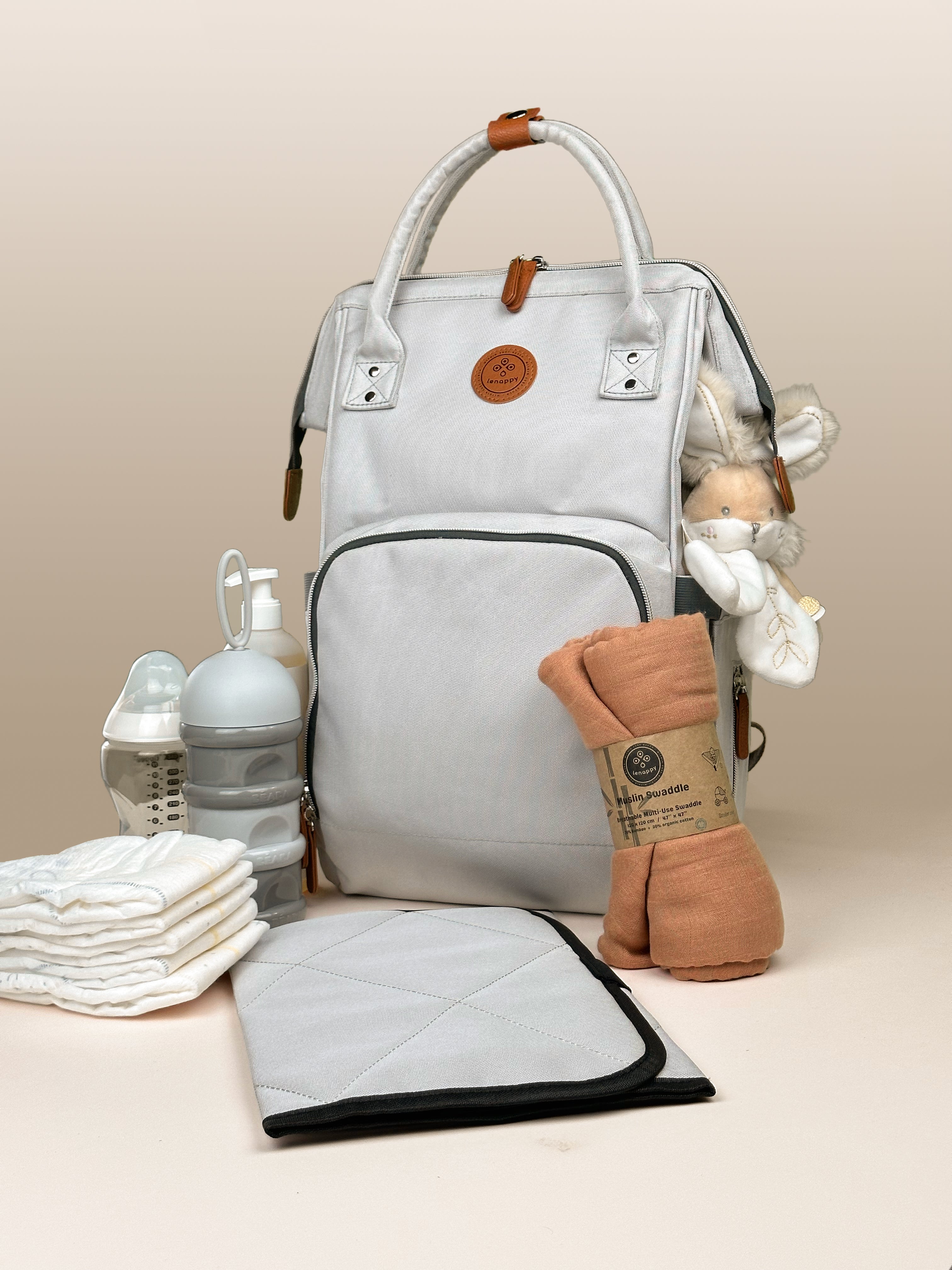 Diaper Bag Backpack Richie Icy Grey Lenappy